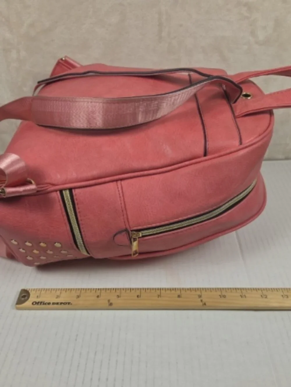 Pink Faux Leather Backpack 13x12x6